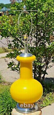 RARITY Vintage 1960s 70s Era Marbro YELLOW MURANO GLASS Electric Table Lamp