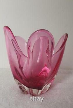 RETRO MURANO GLASS VINTAGE SOMMERSO BOWL 60s SEGUSO POLI BARBINI VENINI PINK