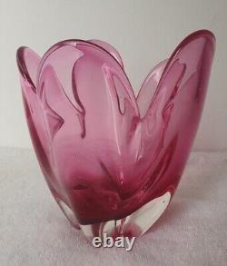 RETRO MURANO GLASS VINTAGE SOMMERSO BOWL 60s SEGUSO POLI BARBINI VENINI PINK