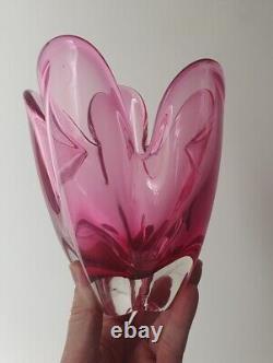 RETRO MURANO GLASS VINTAGE SOMMERSO BOWL 60s SEGUSO POLI BARBINI VENINI PINK