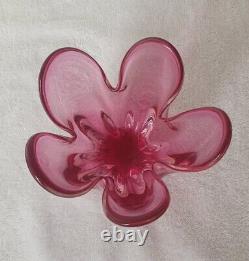 RETRO MURANO GLASS VINTAGE SOMMERSO BOWL 60s SEGUSO POLI BARBINI VENINI PINK