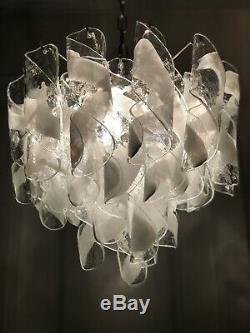 Rare Authentic Large Camer Glass Murano Chandelier Vintage Mid Century Modern
