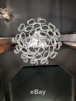 Rare Authentic Large Camer Glass Murano Chandelier Vintage Mid Century Modern