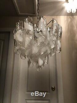 Rare Authentic Large Camer Glass Murano Chandelier Vintage Mid Century Modern