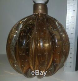 Rare Clear / Amber Vintage Murano Archimede Seguso Bullicante Bubble Glass Lamp