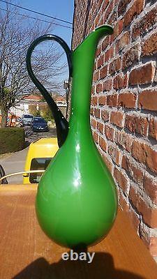 Rare Decanter Empoli Murano Art Glass Marked Vintage MID Century Green