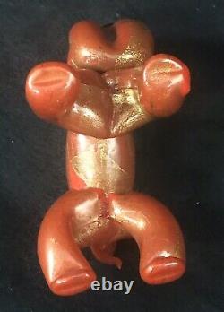 Rare Ferro Toso & Ercole Barovier Glass Bulldog Red Gold Foil Label Murano 1930s