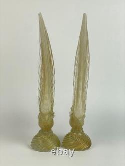 Rare Large 16 Vintage 1950's Archimede Seguso Gold Murano Glass Pheasant Birds