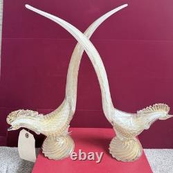 Rare Large 16 Vintage 1950's Archimede Seguso Gold Murano Glass Pheasant Birds