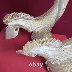 Rare Large 16 Vintage 1950's Archimede Seguso Gold Murano Glass Pheasant Birds
