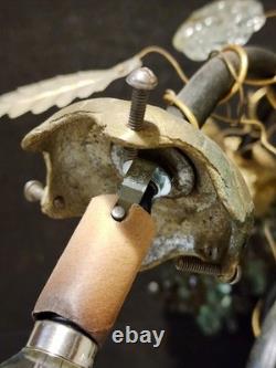 Rare- Large Vintage Murano Glass Grape Cluster 3 Shades Brass Base Table Lamp