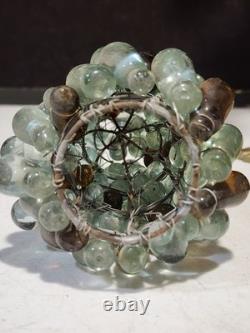 Rare- Large Vintage Murano Glass Grape Cluster 3 Shades Brass Base Table Lamp