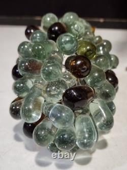 Rare- Large Vintage Murano Glass Grape Cluster 3 Shades Brass Base Table Lamp