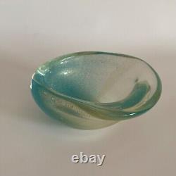 Rare Mid-Century Archimede Seguso Turquoise Murano Glass Polveri Bowl