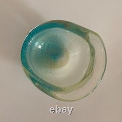 Rare Mid-Century Archimede Seguso Turquoise Murano Glass Polveri Bowl