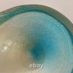 Rare Mid-Century Archimede Seguso Turquoise Murano Glass Polveri Bowl