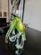 Rare Pair Vintage Formia Murano Glass Birds of Paradise Green/ Gold Aventurine