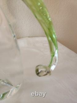 Rare Pair Vintage Formia Murano Glass Birds of Paradise Green/ Gold Aventurine