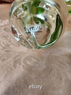 Rare Pair Vintage Formia Murano Glass Birds of Paradise Green/ Gold Aventurine