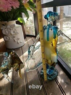 Rare SET Vintage MURANO Italy Art Glass BULL & Matador Toro MC FIGURINE 11& 8