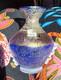 Rare VeArt Murano Italy Blue Scavo Art Glass Vase with Original Label Vintage