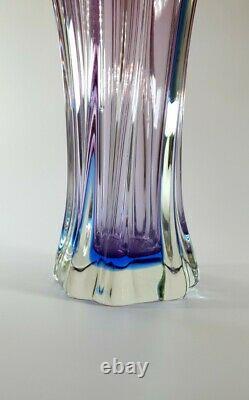 Rare Vintage 1980s Murano Flower Vase Sommerso Glass Uranium/Vaseline Art Piece