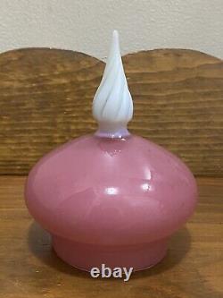 Rare Vintage Empoli Cased Opaline Glass Apothecary Jar. 16 with lid. Pink Rose
