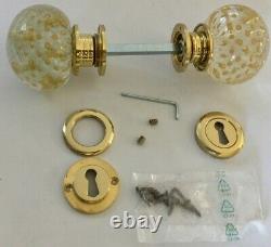 Rare Vintage Handmade Murano Art Glass Round Door Knob Set