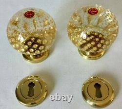 Rare Vintage Handmade Murano Art Glass Round Door Knob Set