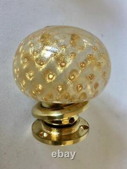 Rare Vintage Handmade Murano Art Glass Round Door Knob Set