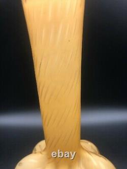 Rare Vintage Italian Murano Art Glass Light Brown & Swirl Gold Tears Vase, 12 T