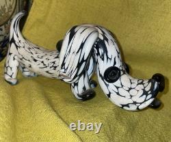 Rare Vintage Murano Glass Blanco Nero Dog by Archimede Seguso 1950 Italy Art