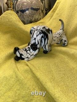 Rare Vintage Murano Glass Blanco Nero Dog by Archimede Seguso 1950 Italy Art