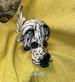 Rare Vintage Murano Glass Blanco Nero Dog by Archimede Seguso 1950 Italy Art