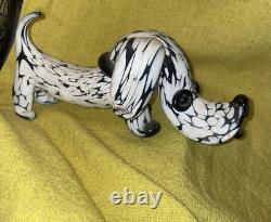 Rare Vintage Murano Glass Blanco Nero Dog by Archimede Seguso 1950 Italy Art