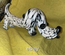Rare Vintage Murano Glass Blanco Nero Dog by Archimede Seguso 1950 Italy Art