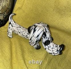 Rare Vintage Murano Glass Blanco Nero Dog by Archimede Seguso 1950 Italy Art