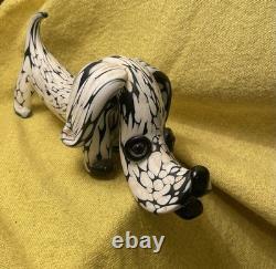 Rare Vintage Murano Glass Blanco Nero Dog by Archimede Seguso 1950 Italy Art