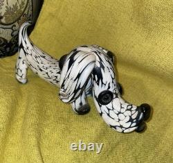 Rare Vintage Murano Glass Blanco Nero Dog by Archimede Seguso 1950 Italy Art