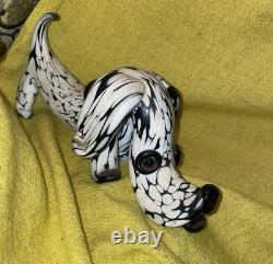 Rare Vintage Murano Glass Blanco Nero Dog by Archimede Seguso 1950 Italy Art