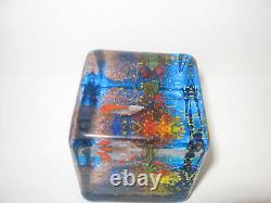 Rare Vintage Murano Glass Fish Aquarium Tank Block Cube Italy Paperweight