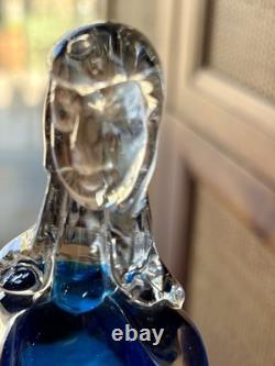 Rare Vintage Murano Glass Lady Figurine Fashionista Gold Flake Blue Dress Purse