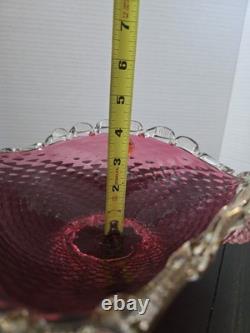 Rare Vintage Murano Seguso Art Glass Bowl Ruby Red & Gold Hand Blown Italy