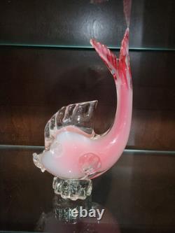 Rare Vintage Murano Seguso Glass Sculpture Figurine Italian blown Pink Fish