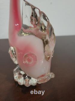 Rare Vintage Murano Seguso Glass Sculpture Figurine Italian blown Pink Fish