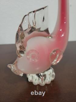 Rare Vintage Murano Seguso Glass Sculpture Figurine Italian blown Pink Fish