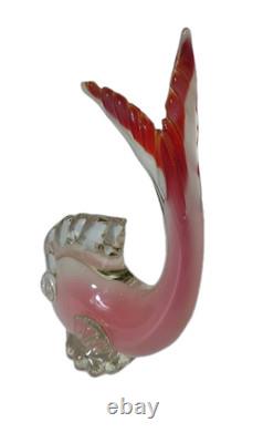 Rare Vintage Murano Seguso Glass Sculpture Figurine Italian blown Pink Fish