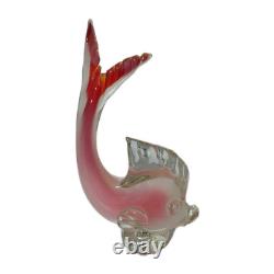 Rare Vintage Murano Seguso Glass Sculpture Figurine Italian blown Pink Fish