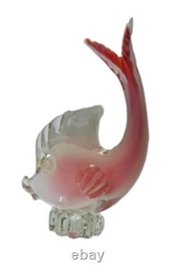 Rare Vintage Murano Seguso Glass Sculpture Figurine Italian blown Pink Fish