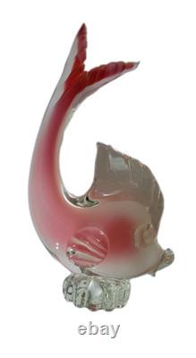 Rare Vintage Murano Seguso Glass Sculpture Figurine Italian blown Pink Fish